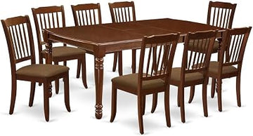 Furnifact Wood Veneer Dining Room Set with Butterfly Leaf Extendable Table and Upholstered Chairs, Kitchen Table Set for Breakfast Nook