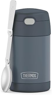 THERMOS FUNTAINER 16 Ounce Stainless Steel Vacuum Insulated Food Jar with Spoon, Stone Slate