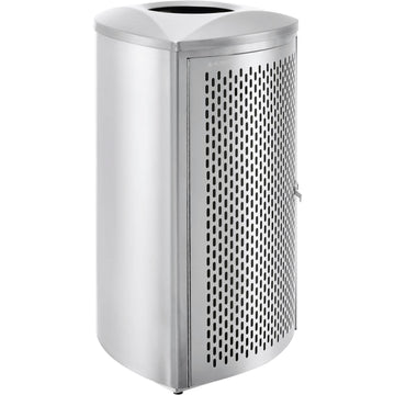 Triangular Indoor Trash Can with Removable Plastic Liner by Global Industrial – 1.5 gallons, Stainless Steel, Silver, Model EK9075B-MT