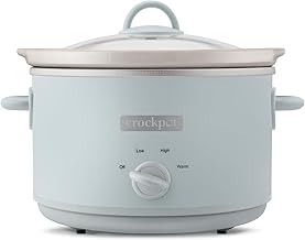 Crock-Pot Design Series 4.5-Quart Manual Slow Cooker, Serves 5+ People, Great for Chili, Soup, Stews, & More, Removable Stoneware is Oven & Dishwasher-Safe, Macaroon Blue