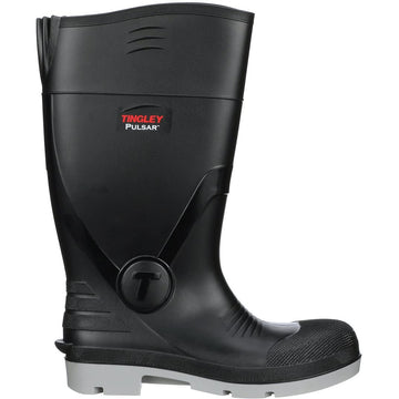 Pulsar PVC Plain Toe Knee Boot by TINGLEY – 5 Women/3 Men, Polyvinyl Chloride, Gray/Black, Model 43151