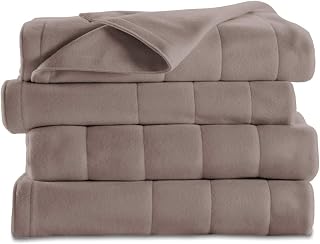Sunbeam Royal Ultra Fleece Heated Electric Blanket King Size, 90" x 100", 12 Heat Settings, 12-Hour Selectable Auto Shut-Off, Fast Heating, Machine Washable, Warm and Cozy, Mushroom