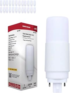 Satco S21426 7W LED PL G24d 2-Pin, Type A/B Dual Mode (Ballast Compatible or Bypass), 3000K Soft White, 840 Lumens, Replaces 13W/18W/26W CFL, Frosted Lens, 120-277V, Damp, NSF (24 Pack)