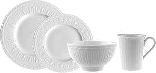 Villeroy & Boch Cellini 24 Piece Dinnerware Set, White | Premium porcelain dinnerware set, made in Germany, dishwasher and microwave safe, brings classic elegance to a table for six