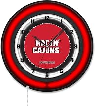 Holland Bar Stool Clk19BKLA-Laf NCAA 19 in. Dia. University of Louisiana at Lafayette Double Neon Wall Clock Black