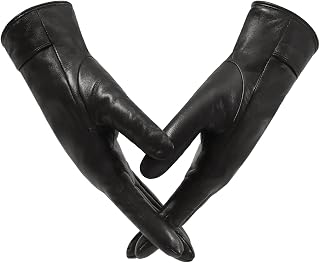 AMVELOP Leather Gloves For Women Winter Warm Cashmere Lining Glove Touch Screen Texting Driving Lambskin Gloves
