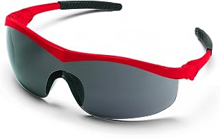 MCR Safety ST132 Storm Ratchet Bayonet Temple Single Lens Glasses Red Frame and Gray Lens