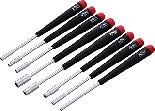 Wiha 26591 Precision Nut Driver Set, 8 Piece, Inch, Tapered Handle, Chrome-Plated Satin Finish