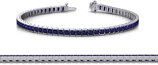 Blue Sapphire 2mm Channel Set Tennis Bracelet 2.55 ctw 14K White Gold