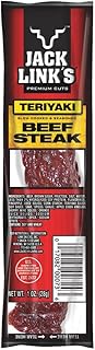 Jack Link's Teriyaki Beef Steak - Ready to Eat Real Meat Protein Snack - 9g Protein per Serving - Made with 100% Real Beef - 1 oz Meat Snack