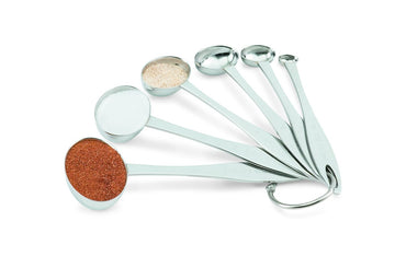 Stainless Steel 6-Piece Oval Measuring Spoon Set by Vollrath – 9.5 inches, Silver, Model 46588
