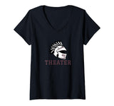 Women's Curtis High School Warriors Theater V-Neck T-Shirt by Curtis High School, Staten Island, NY 10301 – Black, Model JP9ZBT1NKM4