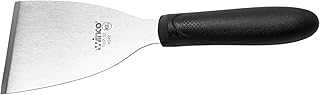 Winco 4 1/2" x 3 1/8" Black Plastic Scraper with Handle | Dishwasher safe, Durable blade and handle, For griddles, dough, bench work and food-prep surface scraping
