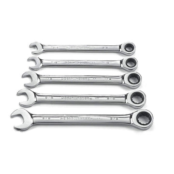 5 Pc. 12 Pt. Ratcheting Combination Wrench Set by GearWrench – 5 piece set, Alloy Steel, Silver, Model 93005