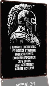 Spartan Warrior Motivational Quotes 8 x 12 Inch Aluminum Metal Sign