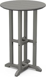 Polywood Counter Height Table 24" x 24" Slate Grey - Heavy Duty HDPE Outdoor Bartable for Patio, Deck & Garden - Commercial Grade Pub Table - Fade Resistant All-Weather Dining Furniture