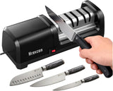 2026 New Electric Knife Sharpener for Kitchen Knives by Hrevzon – Extra Large, Metal, Black, Model TG2101