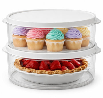 Evelots Cake And Pie Carrier Set, 11 Inch, Clear, 2 Pack