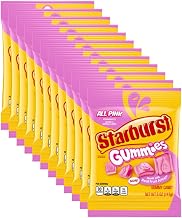 STARBURST Gummies All Pink Candy Bag, Gummy Candy, Snacks Bulk 12 Pack 5 Oz | All Pink Starburst strawberry gummy candy, pink candy snacks for candy buffets, candy bags for party, individually wrapped