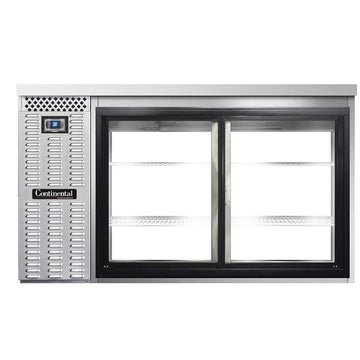 BBC59S-SS-SGD-PT Two Section Sliding Glass Door Refrigerated Pass-Thru Back Bar Cooler by Continental Refrigerator – Commercial Grade