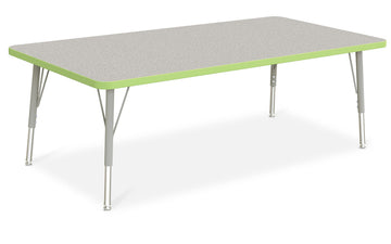 Berries Rectangle Activity Table - 30" X 60" by Jonti-Craft – 30" x 60", Wood, Freckled Gray/Key Lime/ Gray, Model 6408JCE130