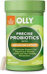 OLLY Precise Probiotics Metabolism Support Supplement, Supports Your Microbiome, Digestive & Immune Systems and Your Healthy Metabolism*, Clinically Studied Strains, 30 Count