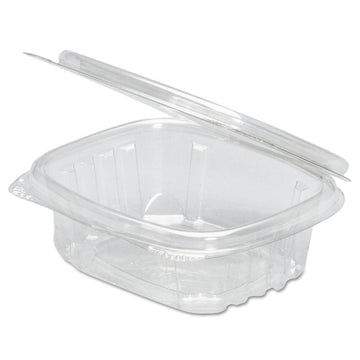 Genpak AD04 | 4oz Clear PET Hinged Deli Container | Recyclable, Made with up to 30% Post-Consumer Content, BPA Free, Made in