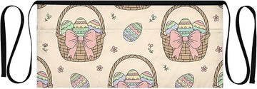 Vintage Easter Egg Waist Apron with 3 Pockets Waiter Server Short Aprons 25.2x11.8 Inch Stain Resistant Apron for Kitchen Garden Restaurant 1 Pack
