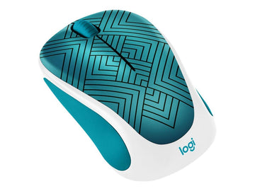 M317C Wireless Mouse - Teal Maze (Renewed) by Logitech – Plastic, Teal Maze, Model 910-004747