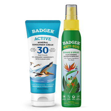 SPF 30 Mineral Sunscreen and Bug Spray by Badger – Commercial Grade