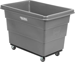 Global Industrial 8 Bushel Plastic Bulk Box Truck, Steel Chassis Base, Gray