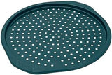 Chicago Metallic Everyday 14 Inch Nonstick Pizza Crisper Pan - Perforated Carbon Steel Pizza Pan for Oven with Ceramic Coating, Green, Crispy Crust Results