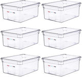 Araven Polycarbonate Food Pan, GN 1/1 Full Size, 6 Ct, Clear | Polycarbonate food pan with in-mold label for organized ingredient storage in restaurants, hotels, food trucks & prep lines.