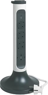 Legrand 694505, Vertical Power Strip with Surge Protection, with Switch, Multiple Plug with 4 Outlets, Cable 2 MTS, White/Dark Grey