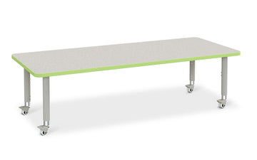 Berries Rectangle Activity Table - 30" X 72" by Jonti-Craft – 30" x 72", Wood, Freckled Gray/Key Lime/ Gray, Model 6413JCM130