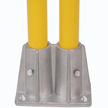 Steel Double Socket Base for Pedestrian Barrier by Global Industrial – 7"L x 6"W x 5"H, Gray, Model 940375