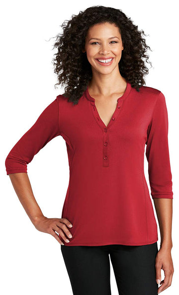 Women's UV Choice Pique Henley Rich Red by Port Authority – Small, Rich Red, Model LK750