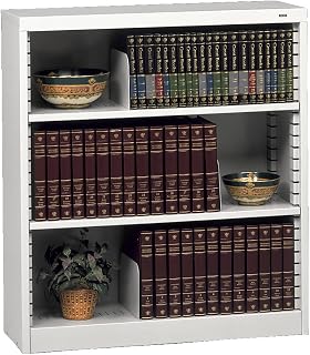 Tennsco B-42-LGY Welded Bookcases, 34 1/2" Width, 13 1/2" Depth, 40" Height, 3 Openings, Light Grey