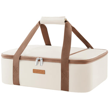 Luncia Casserole Carrier Tote, Insulated Single Compartment, Cream