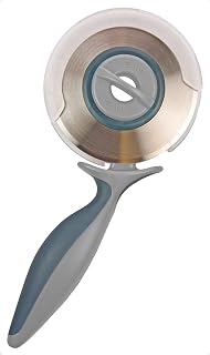 Tovolo Pizza Cutter Wheel with Cover Non Slip Ergonomic Grip Handle, Dishwasher Safe Sharp Blade Slicer Pizza Wheel Cutter with Protective Cover & 2 Removable Blades Slices Through Crusts Easily