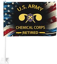 US Chemical Corps Retired 12x18 Inch Car Flag Tear-Resistant Polyester All-Weather Use Flag Only No Pole Included33