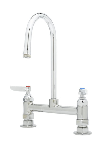 B-0320 Deck Mount Double Pantry Faucet with 8-Inch Centers by T&S Brass – not_applicable, Brass, White, Model TSB-0320