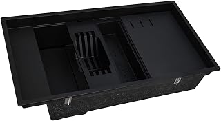 Ruvati 18 x 34 inch Granite Composite Quartz Workstation Kitchen Sink epiStage Dual Mount Single Bowl - Black - RVG1650BK