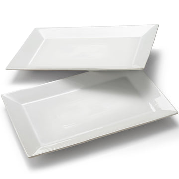 Meideal Porcelain Serving Platters, 18 x 12 Inch Rectangular, Set of 2 White