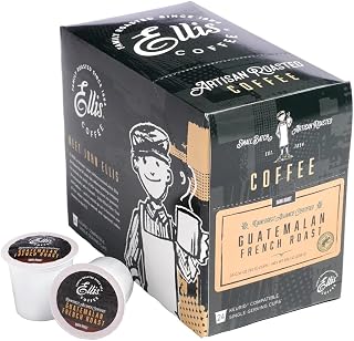 ELLIS COFFEE Rainforest Alliance Certified Guatemalan French Roast - Dark Roast - Single Serve Coffee Pods - 24 Coffee Pods