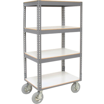 Easy Adjust Boltless 4 Shelf Truck by Global Industrial – 12-Gauge Steel, Gray, Model 330418