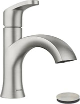 Moen Karis Spot Resist Brushed Nickel One-Handle Single Hole Bathroom Sink Faucet with Optional Deck Plate, 84346SRN