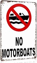 No Motorboats Warning Metal Sign 8x12 Inch for Lakeside Dock Decor