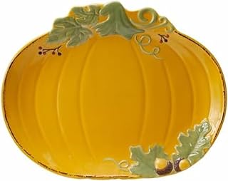 Pfaltzgraff Plymouth Autumn Harvest Thanksgiving Small Pumpkin Platter, 12 Inch, Orange