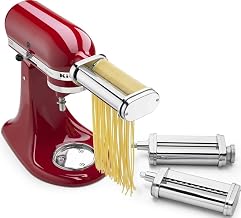 KitchenAid KSMPRA 3-pc Pasta Roller/Cutter Set for KitchenAid Stand Mixers | Fits all Household KitchenAid Stand Mixers, Stainless Roller and cutters, Easy to Clean with cleaning brush